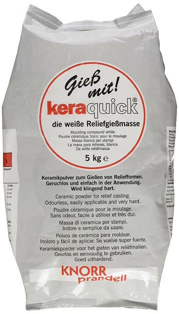 5 KG DI GESSO CERAMICO KERAQUICK PER STAMPI E forme IN RILIEVO polvere cerami...