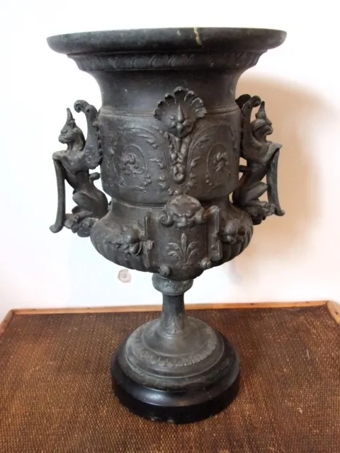 Antique French Bronze Urn Empire Style with Griffins