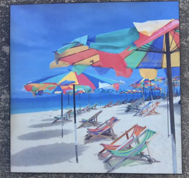 Beach Decor Wood Print Art approx 13x13”