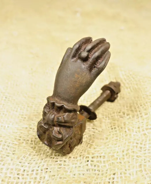 19th Century Rustic Lady's Hand Door Knocker, Antique Victorian Ornate Knocker