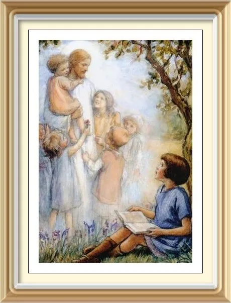 CICELY MARY BARKER Art - GOOD SHEPHERD Jesus Blessing Children - 7x5 Print
