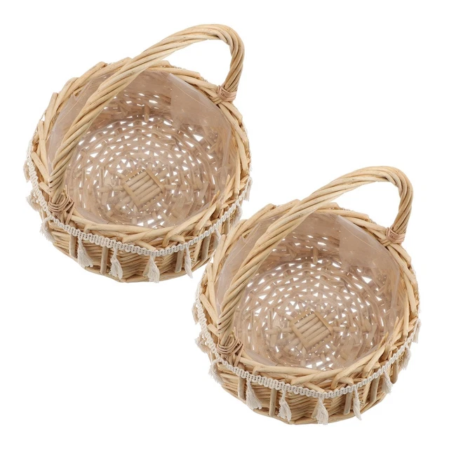 IToQ 2X Pique-Nique Panier Tissé En Osier Sac De Rangement Poignée Plié