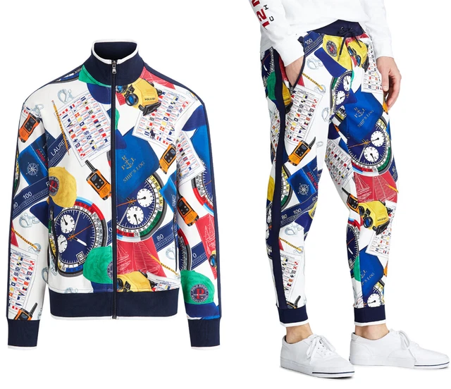 Polo Ralph Lauren Nautico da Corsa Pantaloni da Jogger Giacca Tuta Nuovo