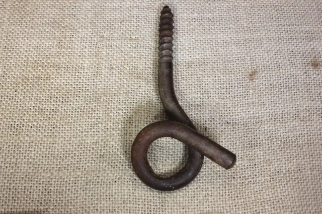 old Plant Hook full twist Safety pig tail hanger for windy Porch rustic vintage