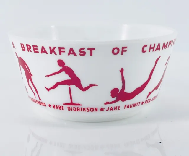 Vintage 1937 Milk Glass Bowl “Eat A Breakfast Of Champions” Wheaties Promo Ad 5”