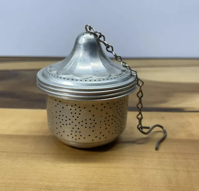 Vintage Loose Leaf Tea Infuser Strainer w Chain