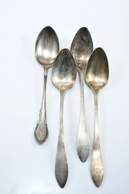 M31N20- 4x Silber Kaffeelöffel, 13 Lot & 800er Silber, Gravur