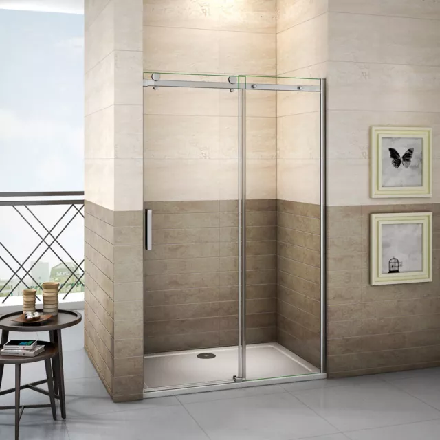Frameless Sliding Shower Screen Enclosure Adjustable Wall to Wall 120-150X195cm