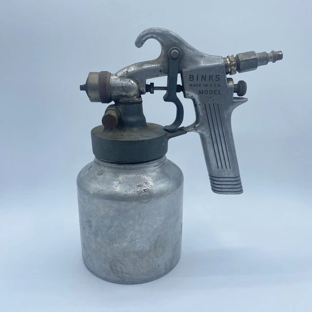 VINTAGE BINKS PAINT Spray Gun w/ Canister Model 35 Made In Chicago USA