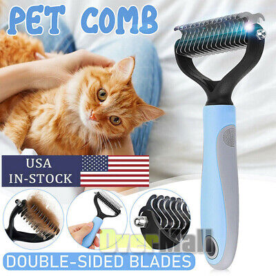 Dog Brush 2side for Shedding Dematting Pet Grooming Cat Hair Undercoat Rake Comb