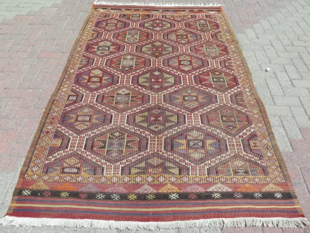 Vintage Turkish Rug, Wool Kilim, Teppich, Large Kelim 60"x97" Area Rugs, Carpet