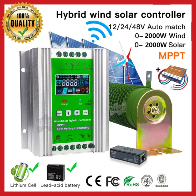 Controlador de carga híbrido eólico solar de 4000 W con ecualizador, 12V 24V 48V AUTOMÁTICO, MPP