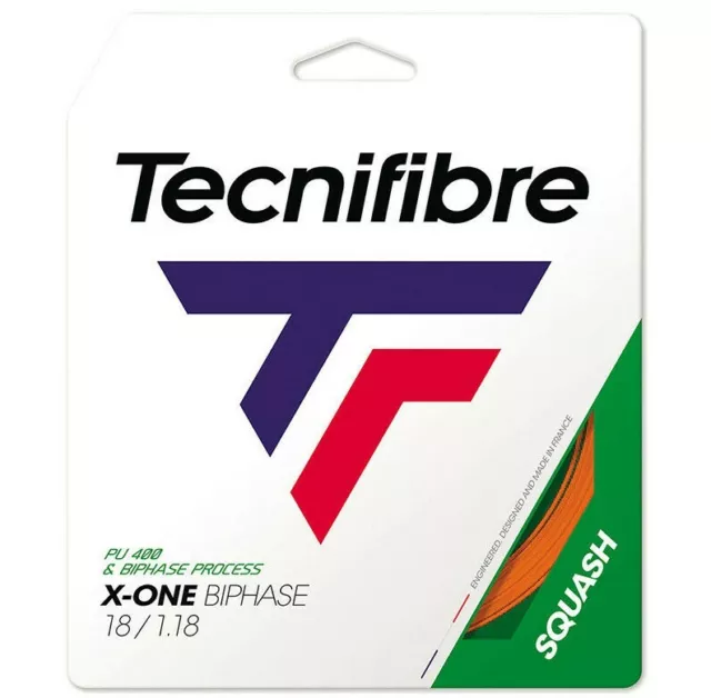 Tecnifibre X-One Biphase Squash String - 1.18Mm - One 10M Set - Orange - Rrp £22