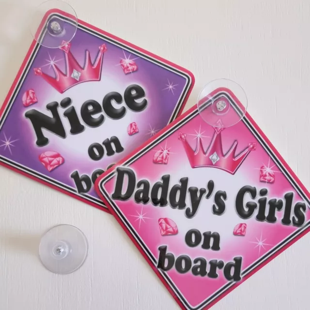 MULTI  GEM PRINCESS  GRANDDAUGHTER  Pink Personalised Baby on Board Car Sign