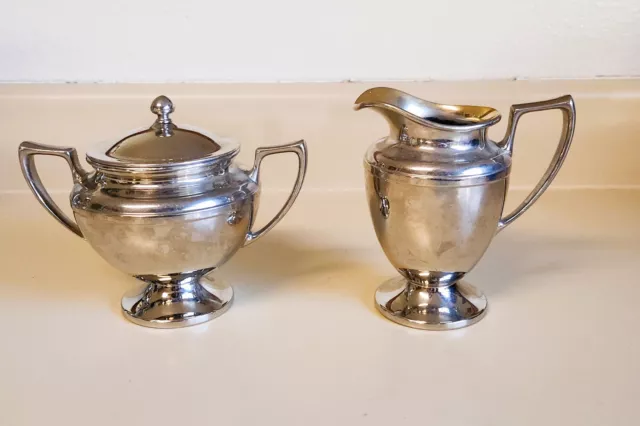Antique Silverplate Creamer and Sugar Bowl by Universal