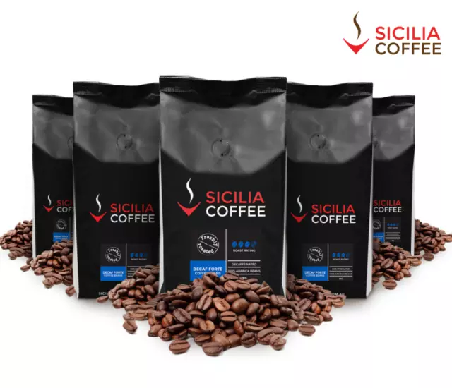 5kg Sicilia Coffee DECAF FORTE Freshly Roasted, SWISS WATER Great Strong Taste