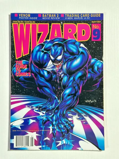 Wizard Magazine #9 (RARE Newsstand Variant) Venom May 1992 No Poster