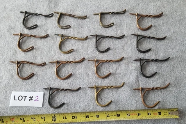 #2  Lot Of 15 Vintage Antique School Farm House Screw In Wire Coat Hat Hooks 2