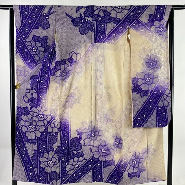 JAPANESE KIMONO FURISODE LONG SLEEVES LADIES WOVEN SILK 100% Aperture 152cm