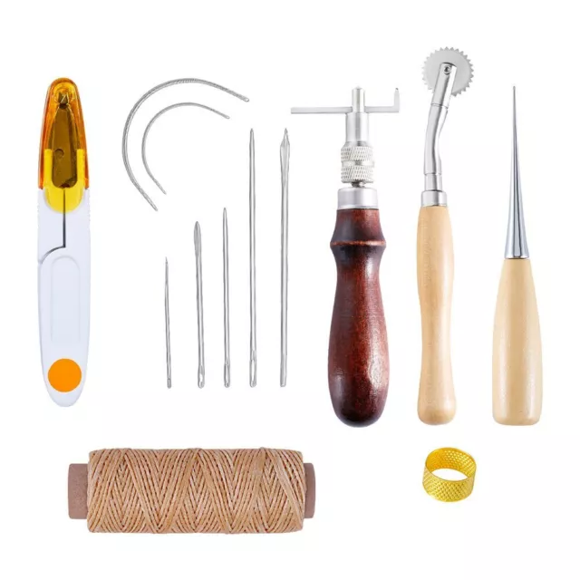 Kit de de dedales de cera de hilo de costura de cuero artesanal 7 piezas de herramientas de costura cónico de cuero