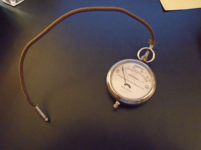 Vtge 1910 Eveready Amperes Meter Gauge 0-35 American Ever Ready Co, New York A13