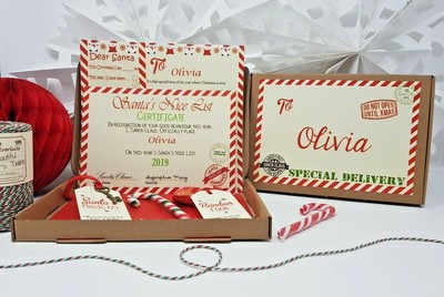 PERSONALISED CHRISTMAS EVE Box Filled A5 Santa Letter Magic Key