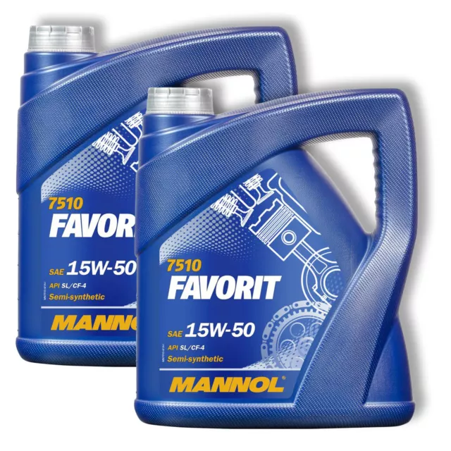 2x 4L Mannol Favorit 15W-50 Motoröl API SL/CF-4 VW 501.01 505.00 MB 228.1 229.1