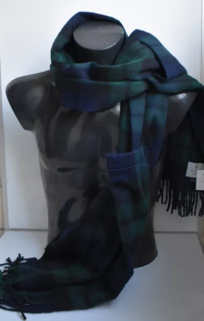 Begg & Co Black Watch Lambswool & Angora Pocketed Scarf Stole Made in Scotland