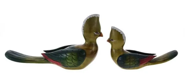 Pair of birds (Knysna Lourie/Tauraco) in carved, polychrome wood