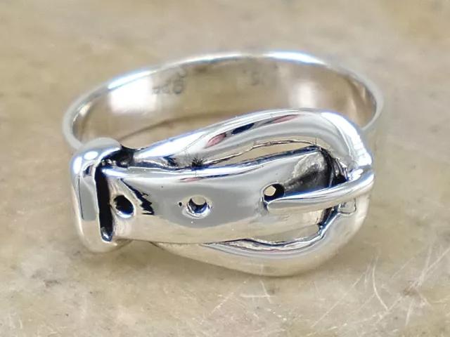 UNIQUE 925 STERLING SILVER BELT BUCKLE RING size 9 style# r2759