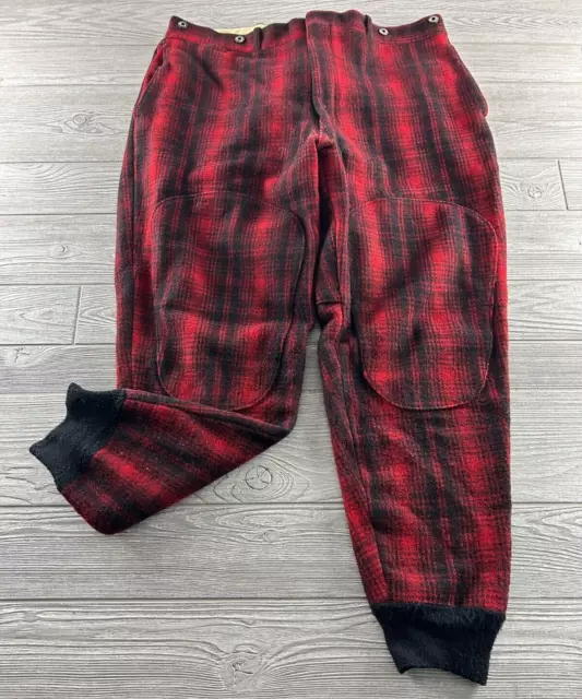 Vintage Woolrich Heavy Wool Plaid Red Black Hunting/Outdoors Pants