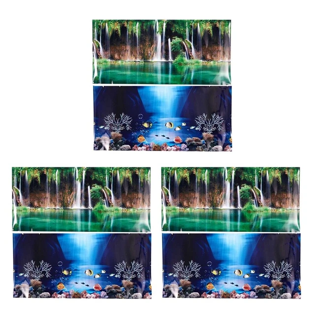 3X  Fresh Sea Background Aquarium Ocean Landscape Poster Fish Tank9930