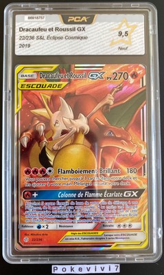 Carte Pokemon DRACAUFEU ET ROUSSIL 22/236 GX Soleil et Lune 12 SL12 PCA 9.5 FR