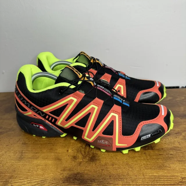  Salomon Men's Speedcross 3 Trail Running Shoes,  Black/White/Goji Berry, 10 M US