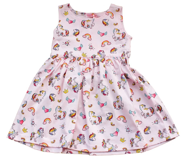 Vestito Prendisole Estate Bambina Stampa Mini Pony Taglie 4/12 Anni