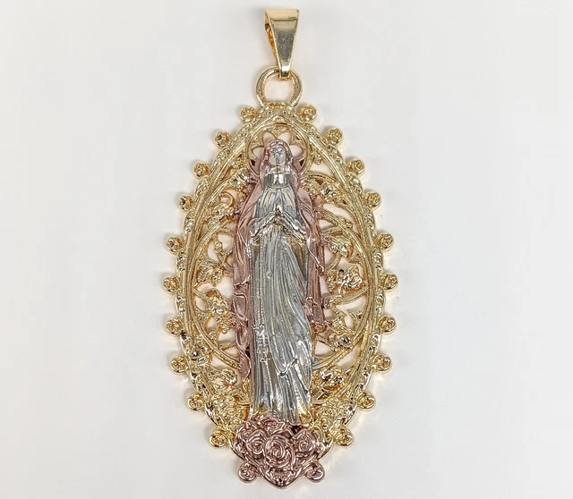 Gold Plated My Lady Virgin Mary Pendant Oro Laminado Virgen de Guadalupe Medalla