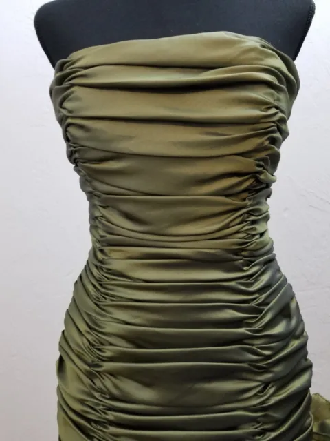 ALYCE DESIGNS SIZE 8 Green Ruffled Taffeta Strapless Ruched Cocktail ...