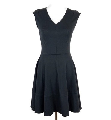 Bar III Womens A Line Fit and Flare Dress Sz Medium Black Cap Sleeve LBD USA