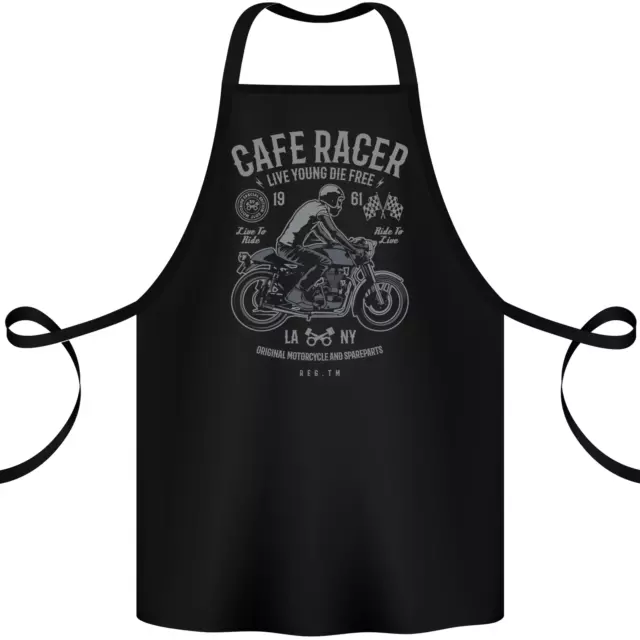 Grembiule moto cotone moto Cafe Racer Live Young Biker 100% biologico