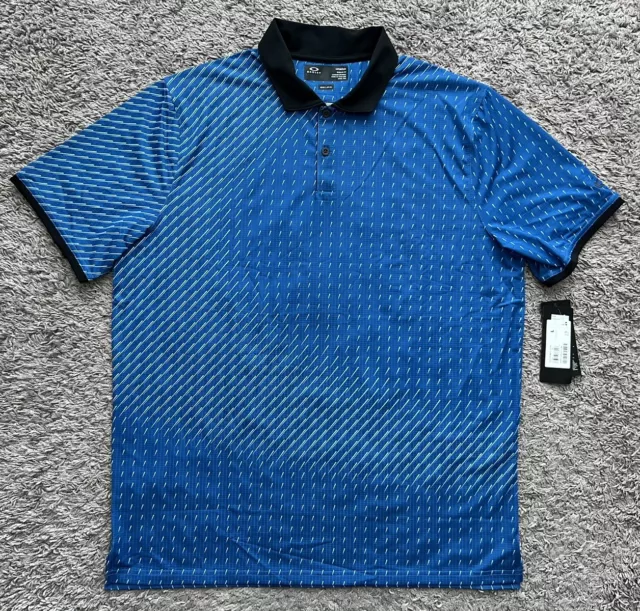 New Oakley Hydrolix Contender Ellipse Print Polo Shirt Blue Men's US Large