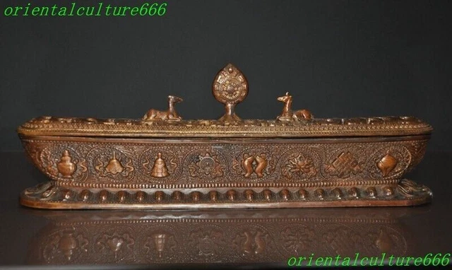 12.6"Chinese bronze Eight treasures babao beast statue Incense burner Censer