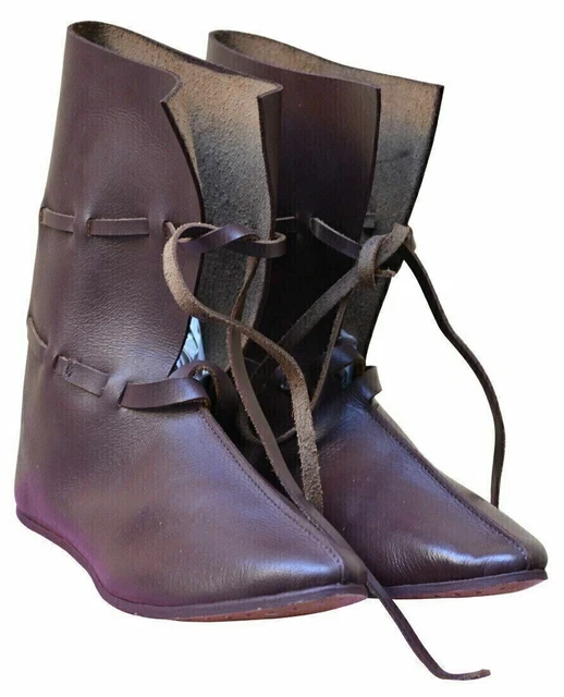 Stivali medievali in pelle rievocazione larp gioco di ruolo scarpe costume romano