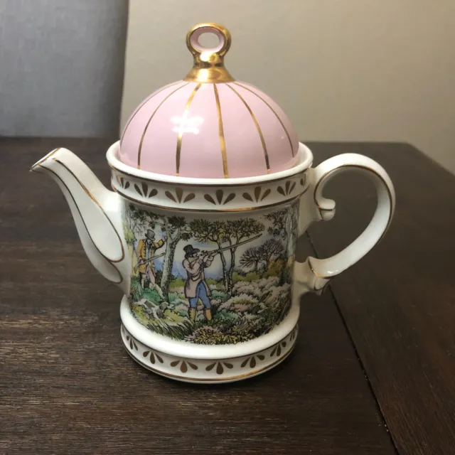 Vintage SADLER Tea Pot Sporting Scenes Of The 18th Century "Shooting" England
