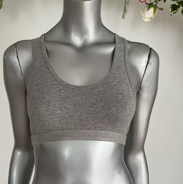 Sunspel Crop Top Bralette Size 8 & 10 Grey Jersey Racer Back Crop Top New LW12