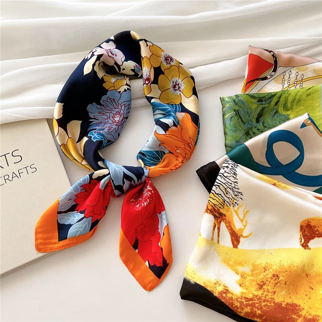 Foulard Carré En Satin Pour Cheveux Femmes - 35 X 35 Pouces - Bandana Polyvalent Style Bohème - 10