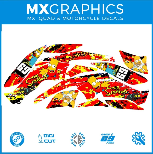 🔴Yamaha Raptor 350 Quad 04-14 FREE Name.  Decals Graphics Stickers Red Simpsons