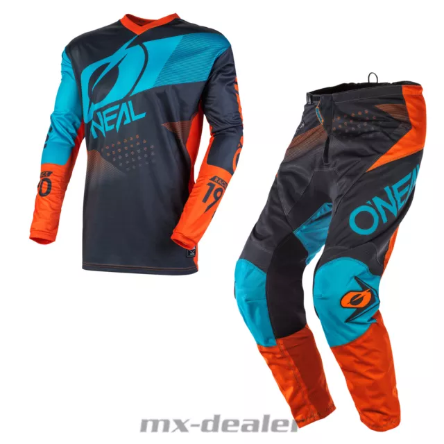 O'Neal Element Facteur Gris Orange Pantalon Jersey MX Motocross Enduro Combo
