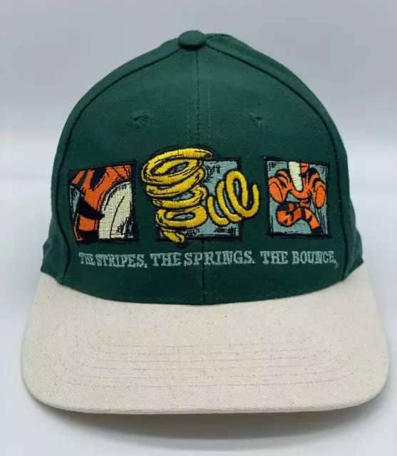 Vintage Disney Parks Tigger Winnie the Pooh Embroidered Green Snap back hat