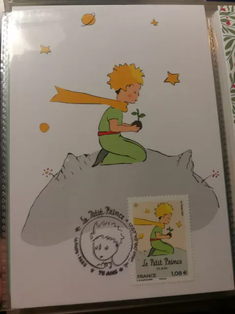 Carte postale officielle timbre français- le petit prince 2021 cachet 1er jour