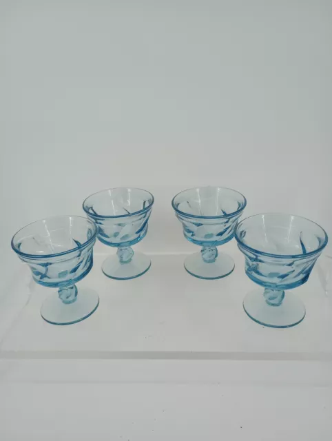 Vintage 60's Fostoria Jamestown Blue Swirl Champagne / Sherbet Glass Set Of 4